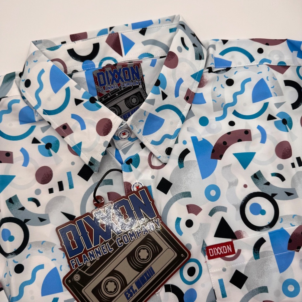 Dixon‎ Flannel Company Men's XL 80s/90s Party Shirt Geometric Print Short Sleeve